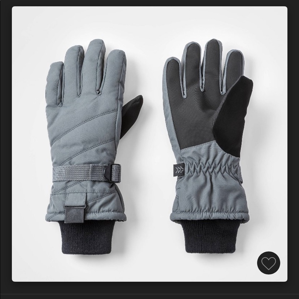 Boys ski gloves, grey, waterproof.